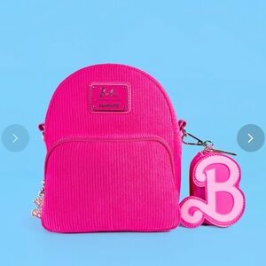 Loungefly Barbie Pink Corduroy Mini Backpack with 'B' Charm